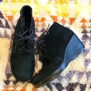 DANSKO Suede Wedge Booties Black Size 39
